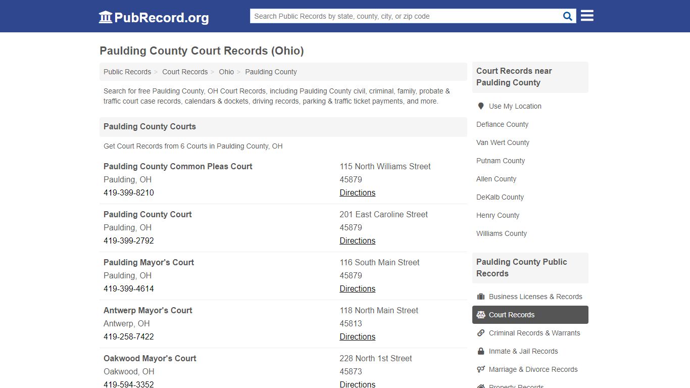 Free Paulding County Court Records (Ohio Court Records)