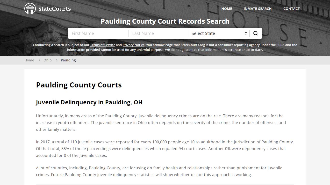 Paulding County, OH Courts - Records & Cases - StateCourts